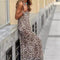 Women's Sexy Leopard Print Backless Halter Long Dress