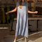 Women's V-Neck Button Sleeveless Tiered Long Dress