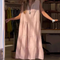 Women's V-Neck Button Sleeveless Tiered Long Dress