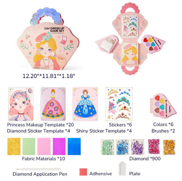 🔥💅Fantasy 3-in-1 Princess Dress Up & Make Up Game Set💝