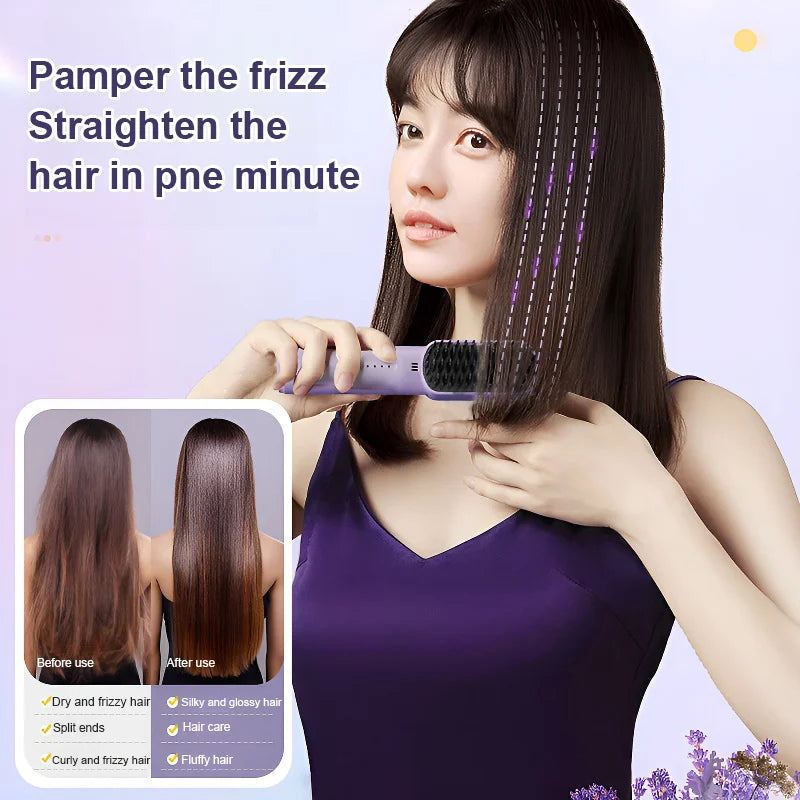 Negative ions do not hurt hair-Portable cordless mini hair straightening comb