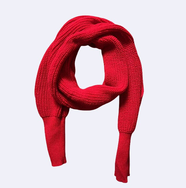 🧑‍🎄🧑‍🎄Women's Solid Knitted Sweater Scarf with Sleeves