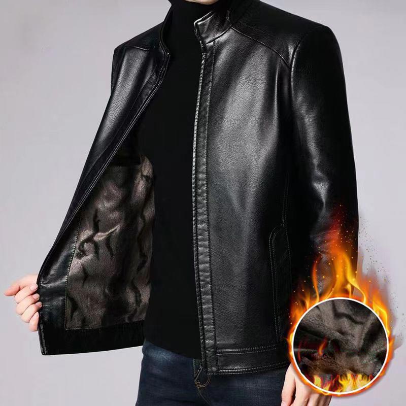 Men's Warm Plush Lining Leather Jacket Coat - Gift for Him!