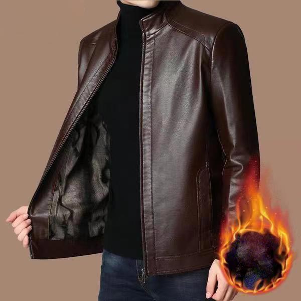 Men's Warm Plush Lining Leather Jacket Coat - Gift for Him!