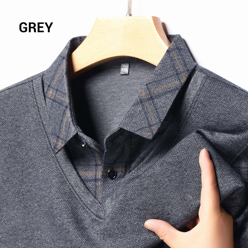 🎁HOT SALE 49% OFF✅ Men's Faux Two Piece Lapel Long-Sleeve Tops