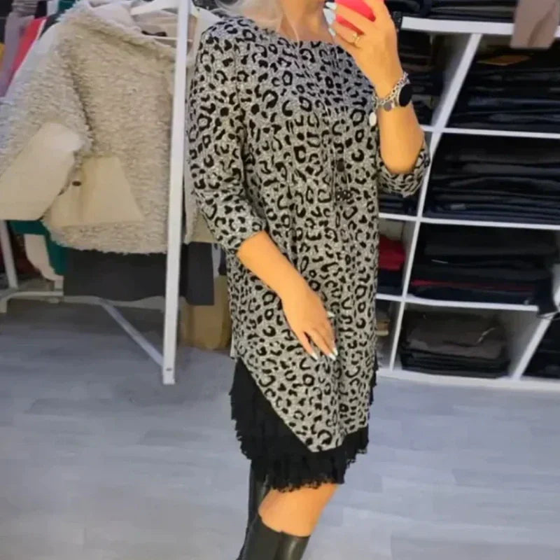 🔥Hot Sale 49% OFF🌸Women’s Lace Trim Leopard Print Dress✈️Free Shipping - vimin