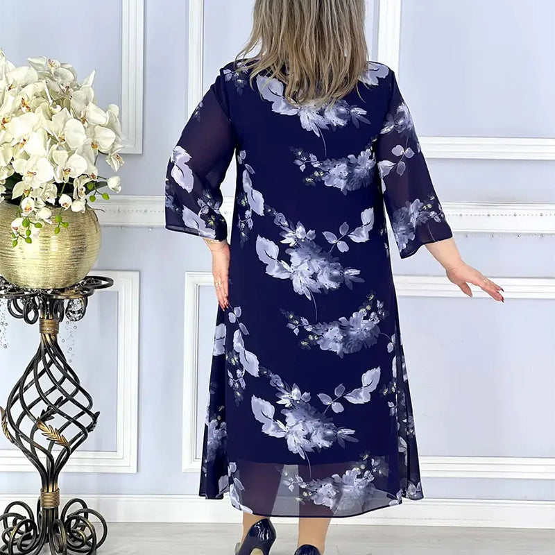 🌸Spring Specials🌸 Women's Round Neck Print Tie-Waist Dress