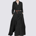 Retro Super Long Solid Color Shirt Dress